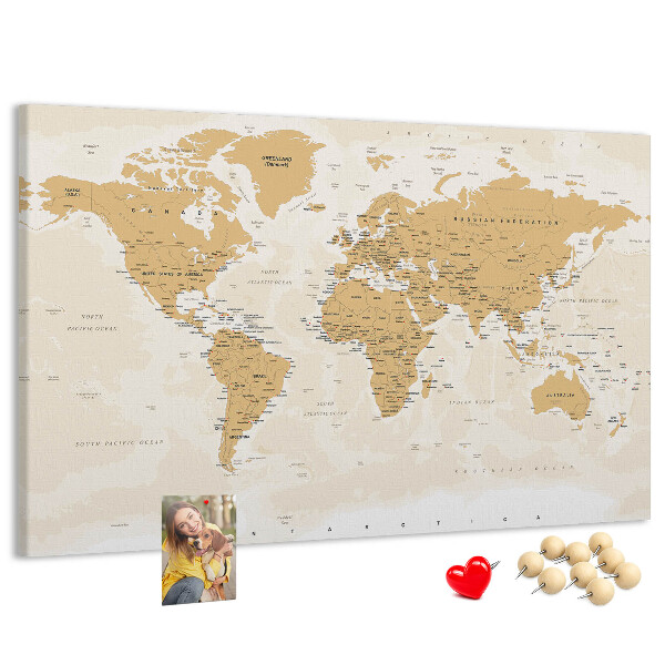 Cork display board Political World Map
