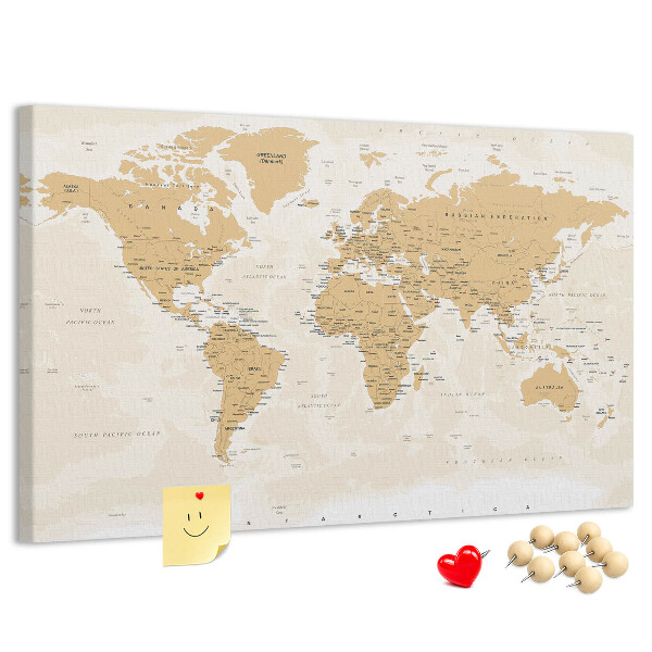 Cork display board Political World Map