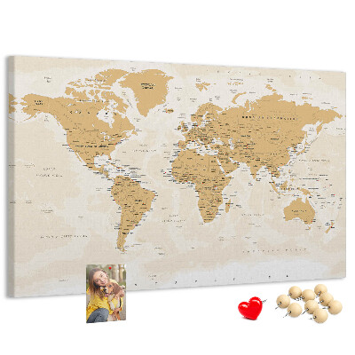 Cork display board Political World Map