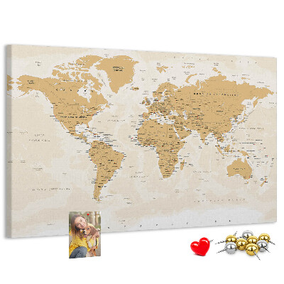 Cork display board Political World Map