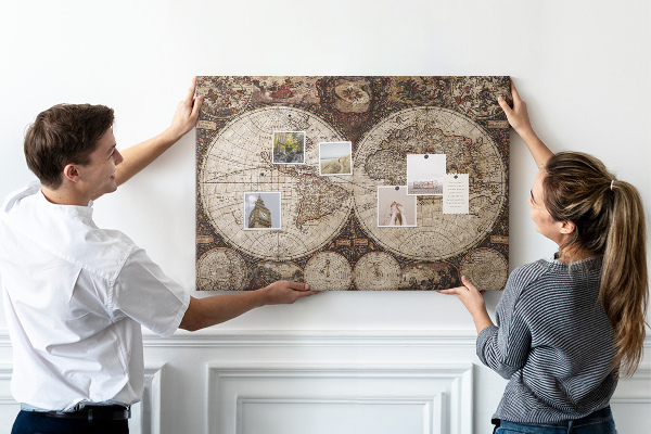 Cork display board Old world map