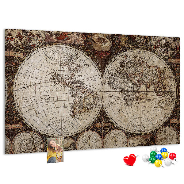Cork display board Old world map