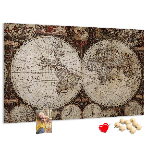 Cork display board Old world map