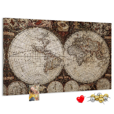 Cork display board Old world map