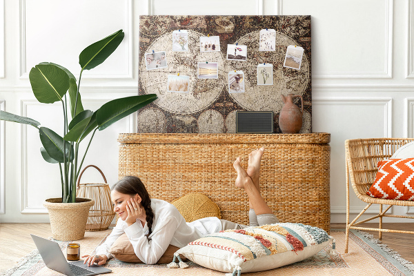 Cork display board Old world map