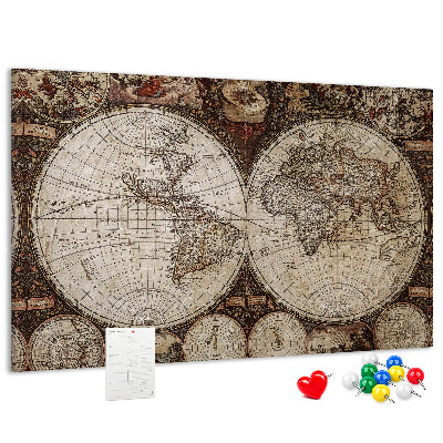 Cork display board Old world map