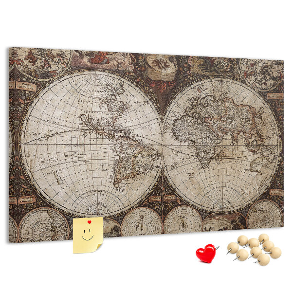 Cork display board Old world map