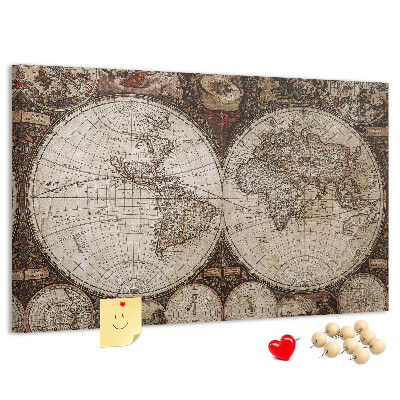 Cork display board Old world map