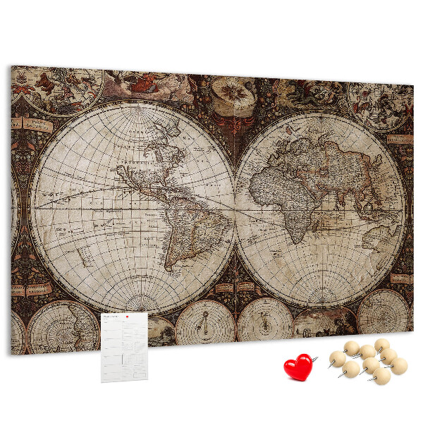 Cork display board Old world map