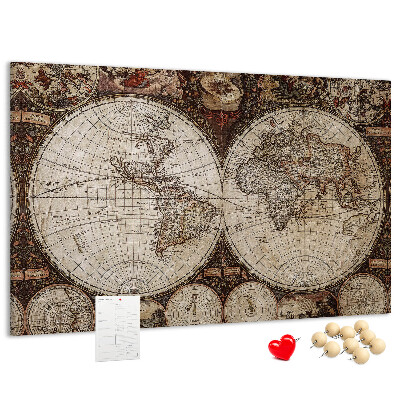 Cork display board Old world map
