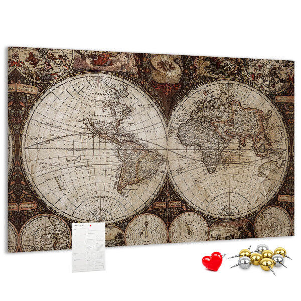 Cork display board Old world map
