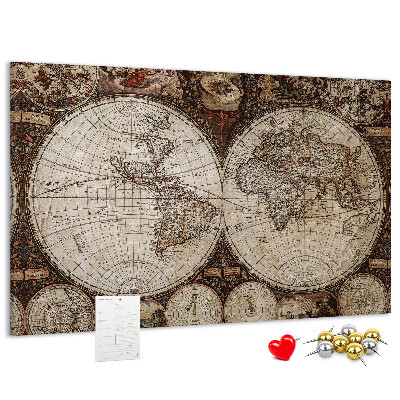 Cork display board Old world map