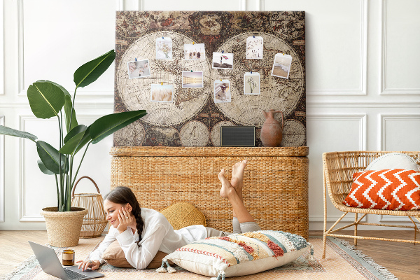 Cork display board Old world map