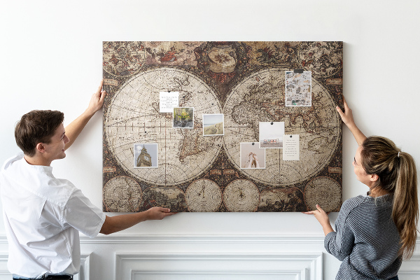 Cork display board Old world map