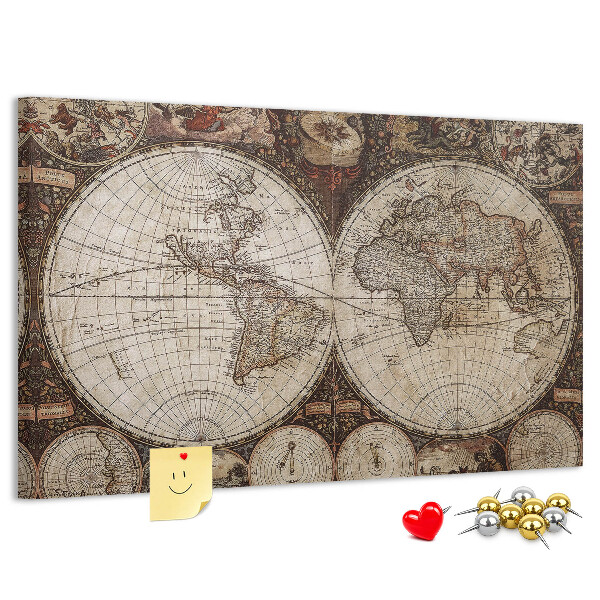 Cork display board Old world map