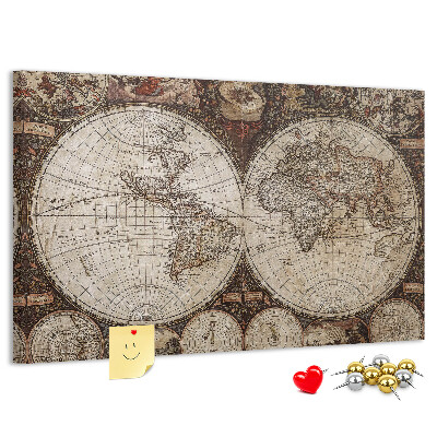 Cork display board Old world map