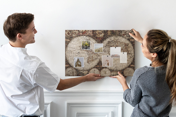 Cork display board Old world map