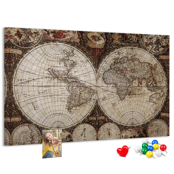 Cork display board Old world map