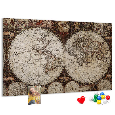 Cork display board Old world map