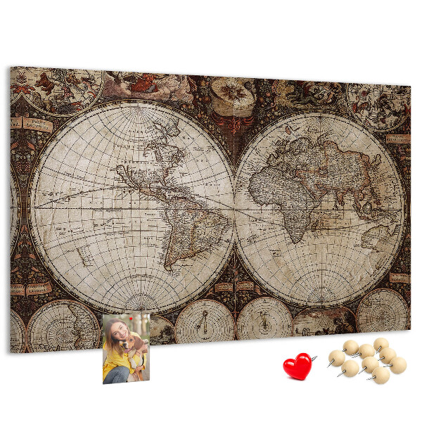 Cork display board Old world map