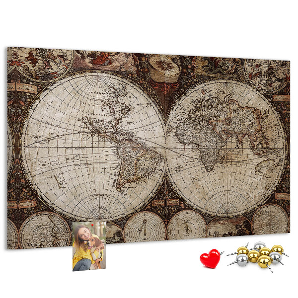 Cork display board Old world map