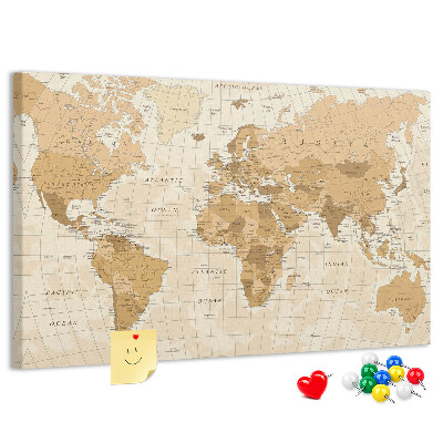 Cork memo board Political World Map