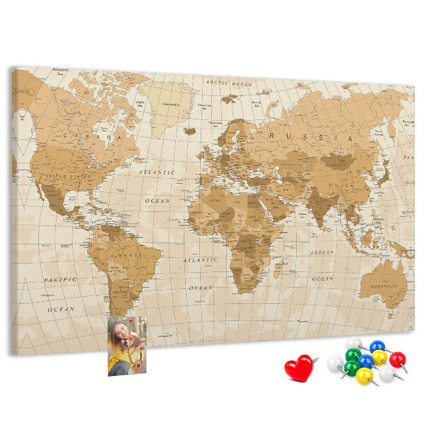 Cork memo board Political World Map