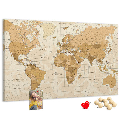 Cork memo board Political World Map