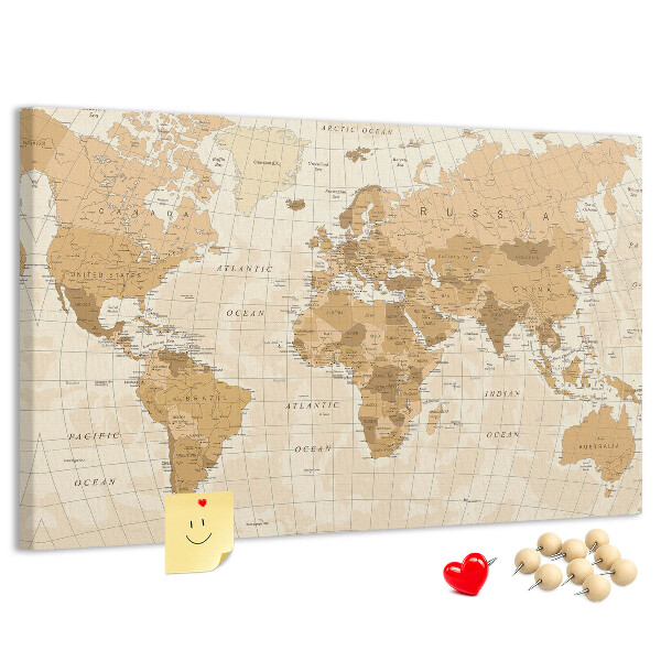 Cork memo board Political World Map