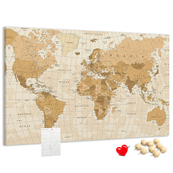 Cork memo board Political World Map