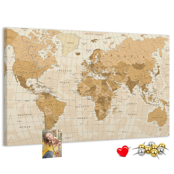 Cork memo board Political World Map