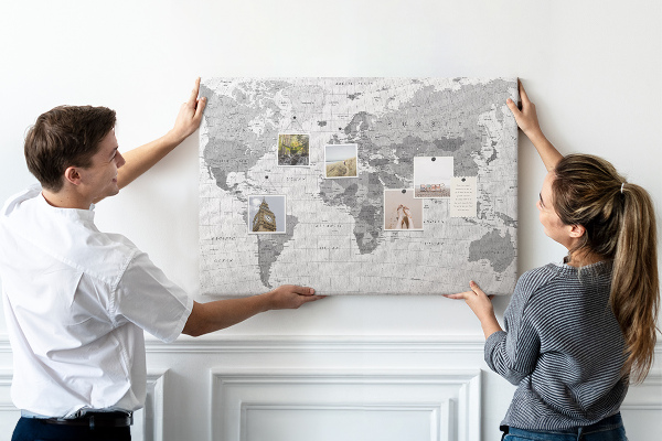 Cork memo board Political World Map