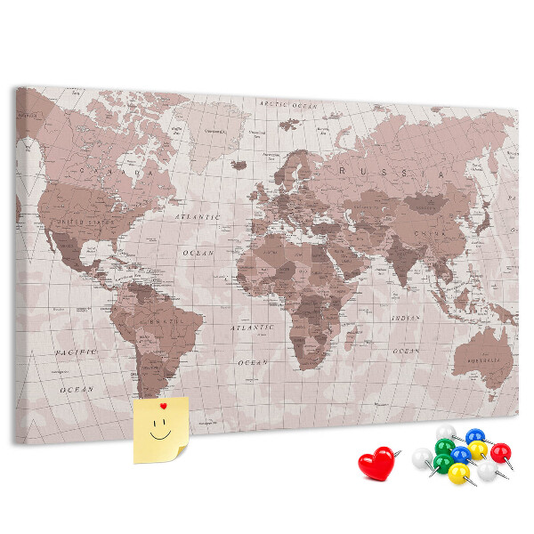 Cork display board Political World Map