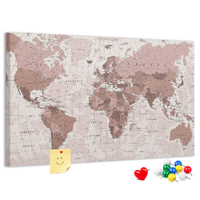 Cork display board Political World Map