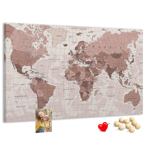 Cork display board Political World Map