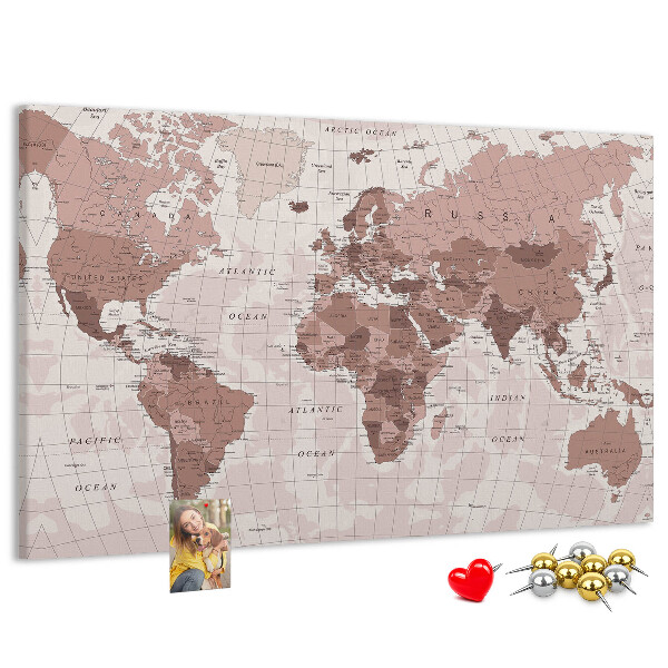 Cork display board Political World Map