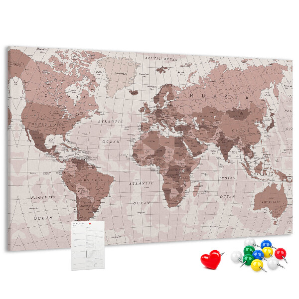 Cork display board Political World Map