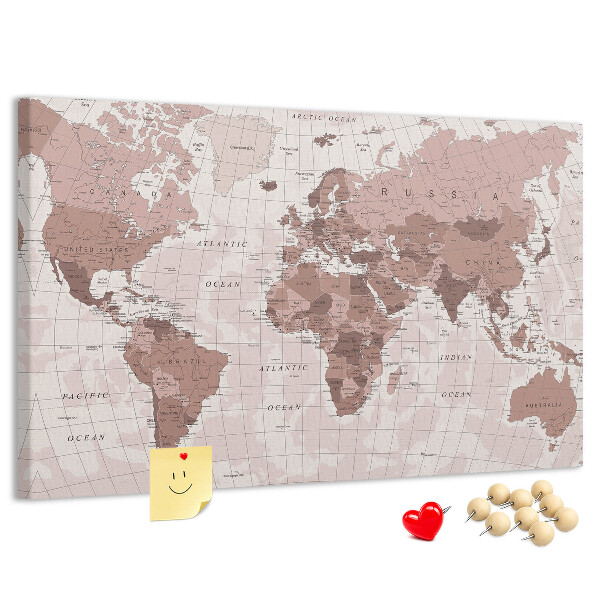 Cork display board Political World Map