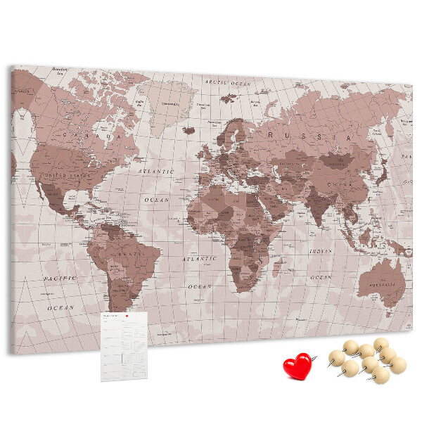 Cork display board Political World Map