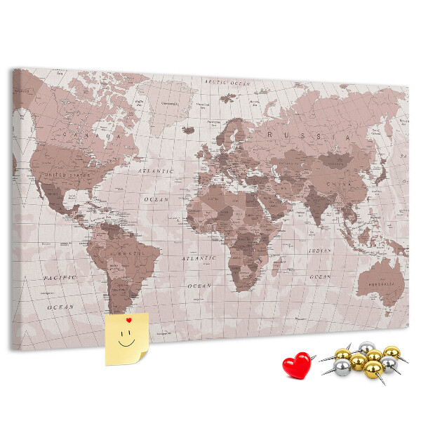 Cork display board Political World Map