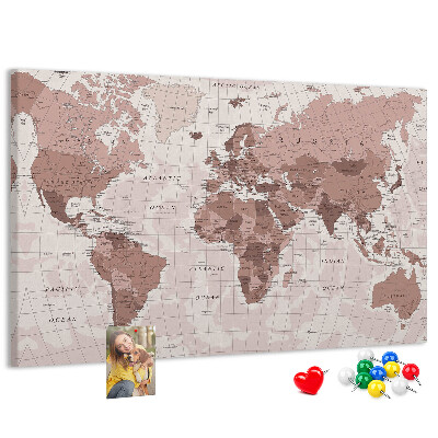 Cork display board Political World Map