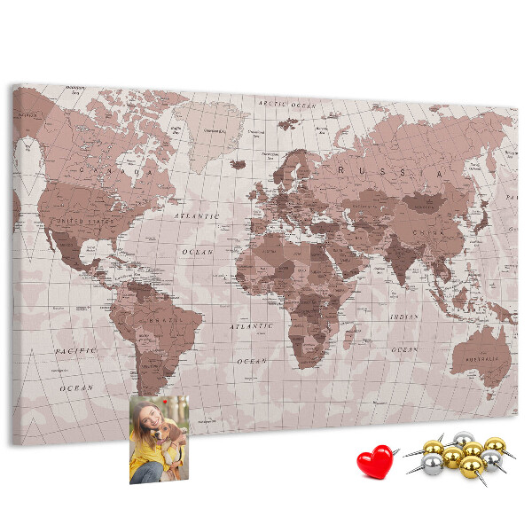 Cork display board Political World Map