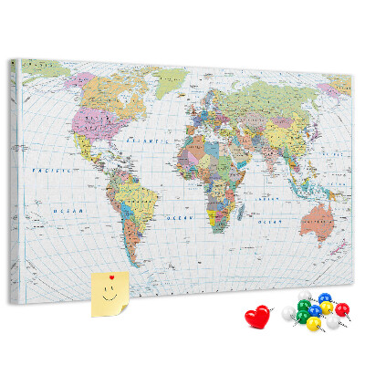 Cork board Political world map