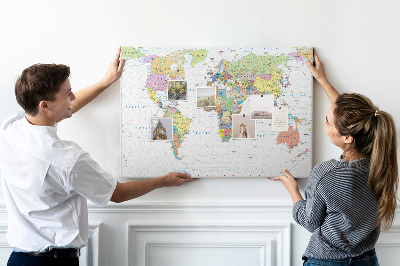 Cork board Political world map
