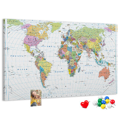 Cork board Political world map