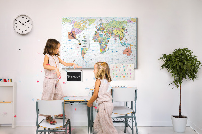 Cork board Political world map