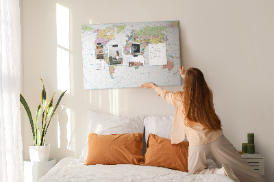 Cork board Political world map