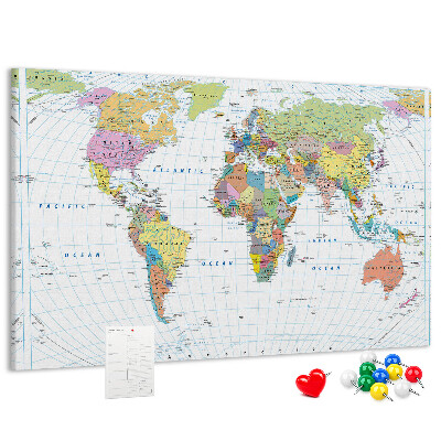Cork board Political world map