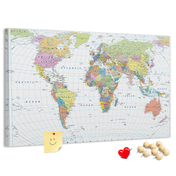 Cork board Political world map