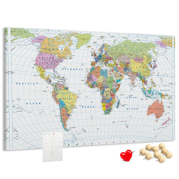 Cork board Political world map